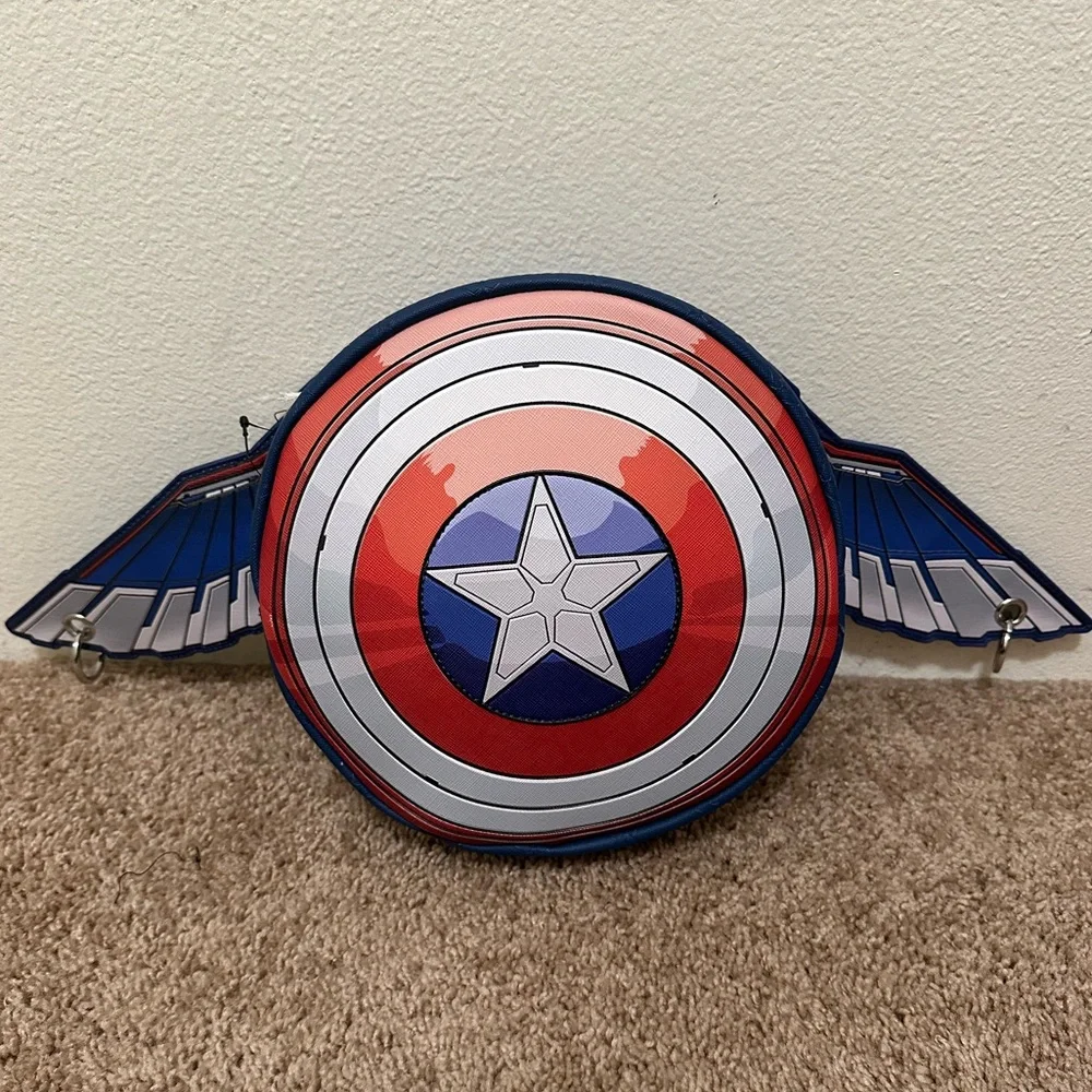 Captain America Shield Winged Crossbody Bag - Blue, Red, White